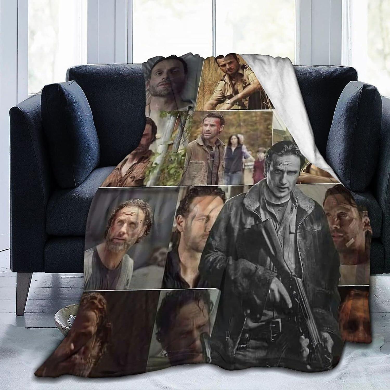 Kerota Rick Grimes Fleece Blanket Throw Blanket Lightweight Super Soft Cozy Luxury Bed Blanket Microfiber 50x40in 125x100cm