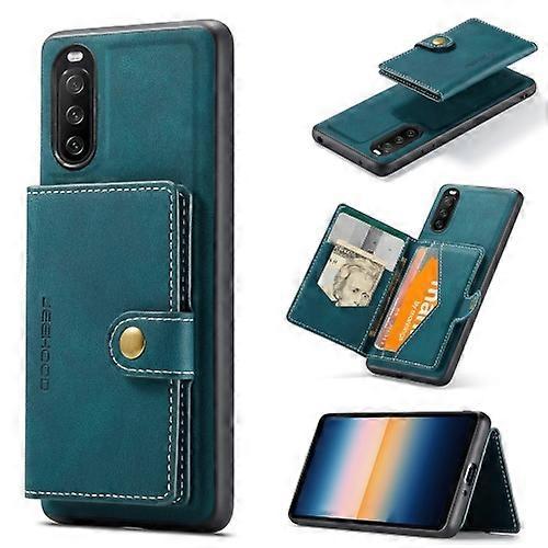 Goodcase For Sony Xperia 10 III JEEHOOD Retro Magnetic Detachable Protective Case With Wallet & Card Slot & Holder Blue