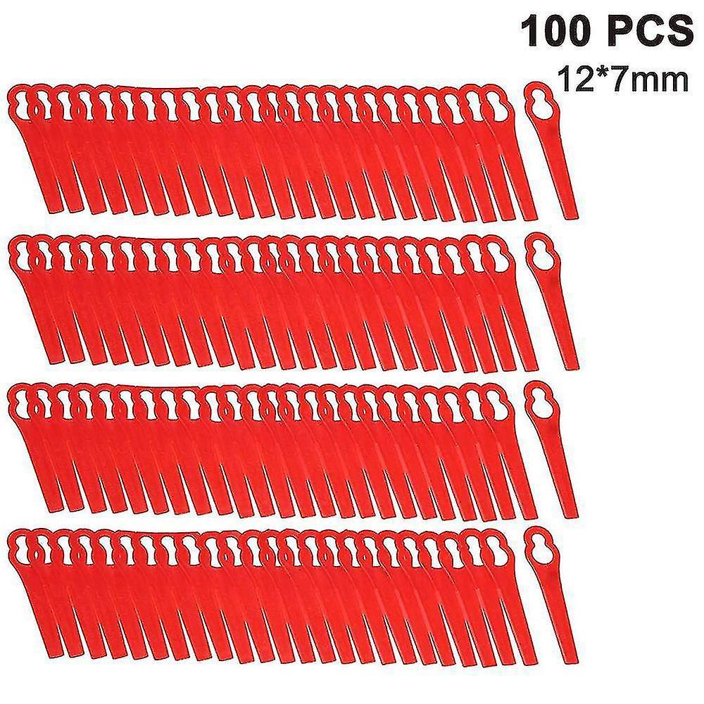 Huamade 100 Pcs Plastic Grass Trimmer Blades Cordless Strimmer Blades