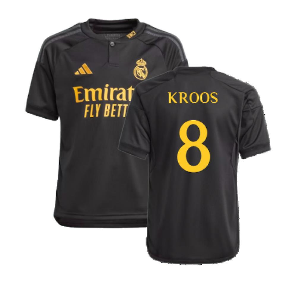 Adidas 2023-2024 Real Madrid Third Shirt (Kids) (Kroos 8) Black XLB