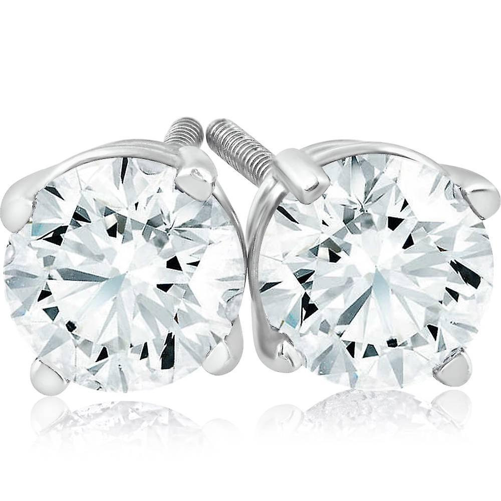 Pompeii3 1 ct Diamond Studs with Screw Backs 14k White Gold