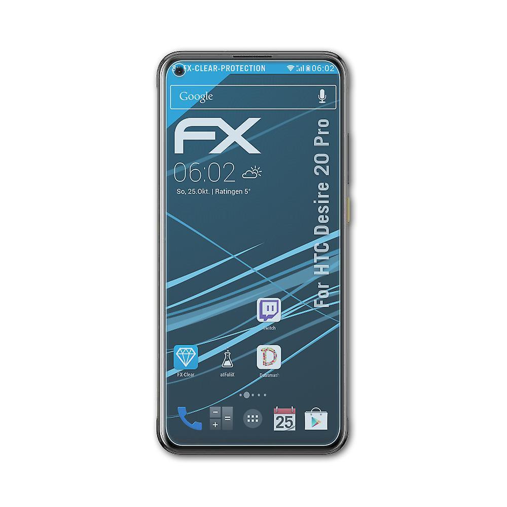 atFoliX 3x protective film compatible with HTC Desire 20 Pro screen protector clear 01 FX-CLEAR