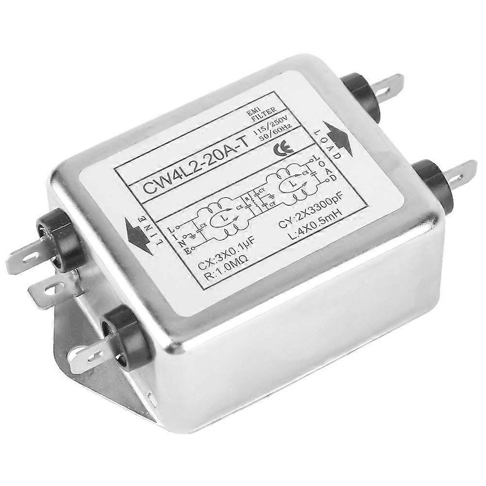 Moselota Noise Suppressor Power EMI Filter Termianl, Panel Mount Power Line EMI Filter Single-Phase Line-Conditioner 115V/250V 20A 50/60Hz