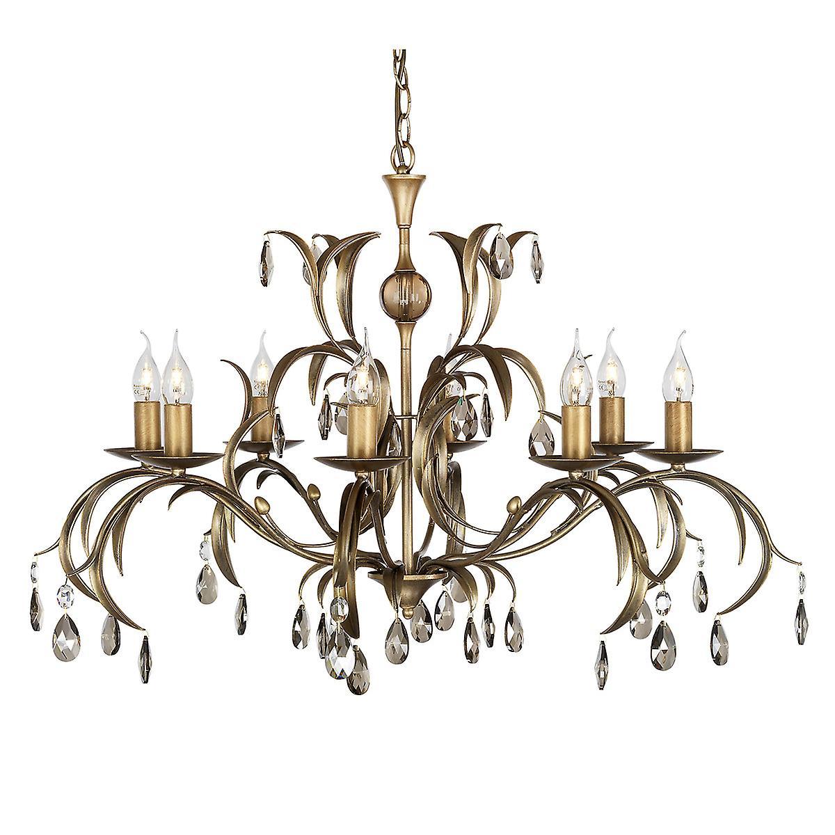 Lily 8 Light Chandelier Metallic Bronze Floral Leaves Design