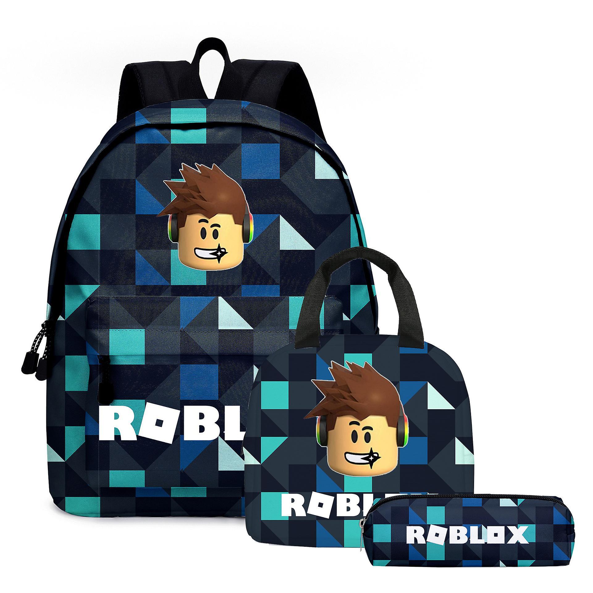 Sszfv Roblox Backpack Elementary And Middle School Students Schoolbag Children's Backpack Anime Cartoon Backpack Lunch Bag Pencil Case