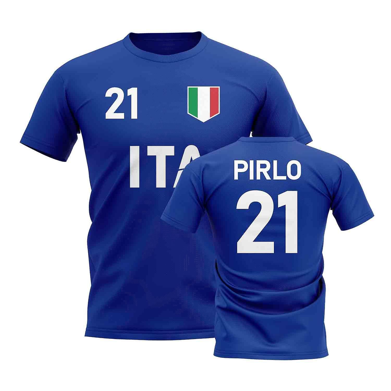 UKSoccerShop Andrea Pirlo Country Code Hero T-Shirt (Blue) Dark Blue LB (9-11 Years)