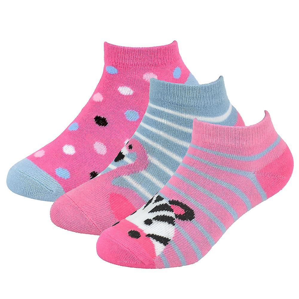 A2Z 4 Kids Kids Girls Bamboo Heel And Toe Trainer Socks Pack of 3 Kids Footwear Socks 2-14 Animal 3-6 Years (9-12)