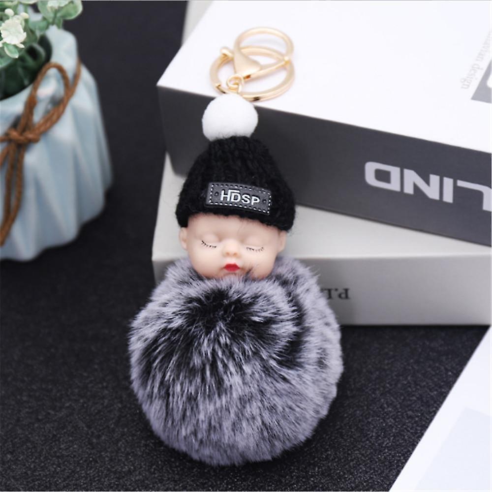 Slowmoose Cute Plush Pendant Winter Sleep Cute Doll Keychain- Cartoon Plush Hair Ball 8