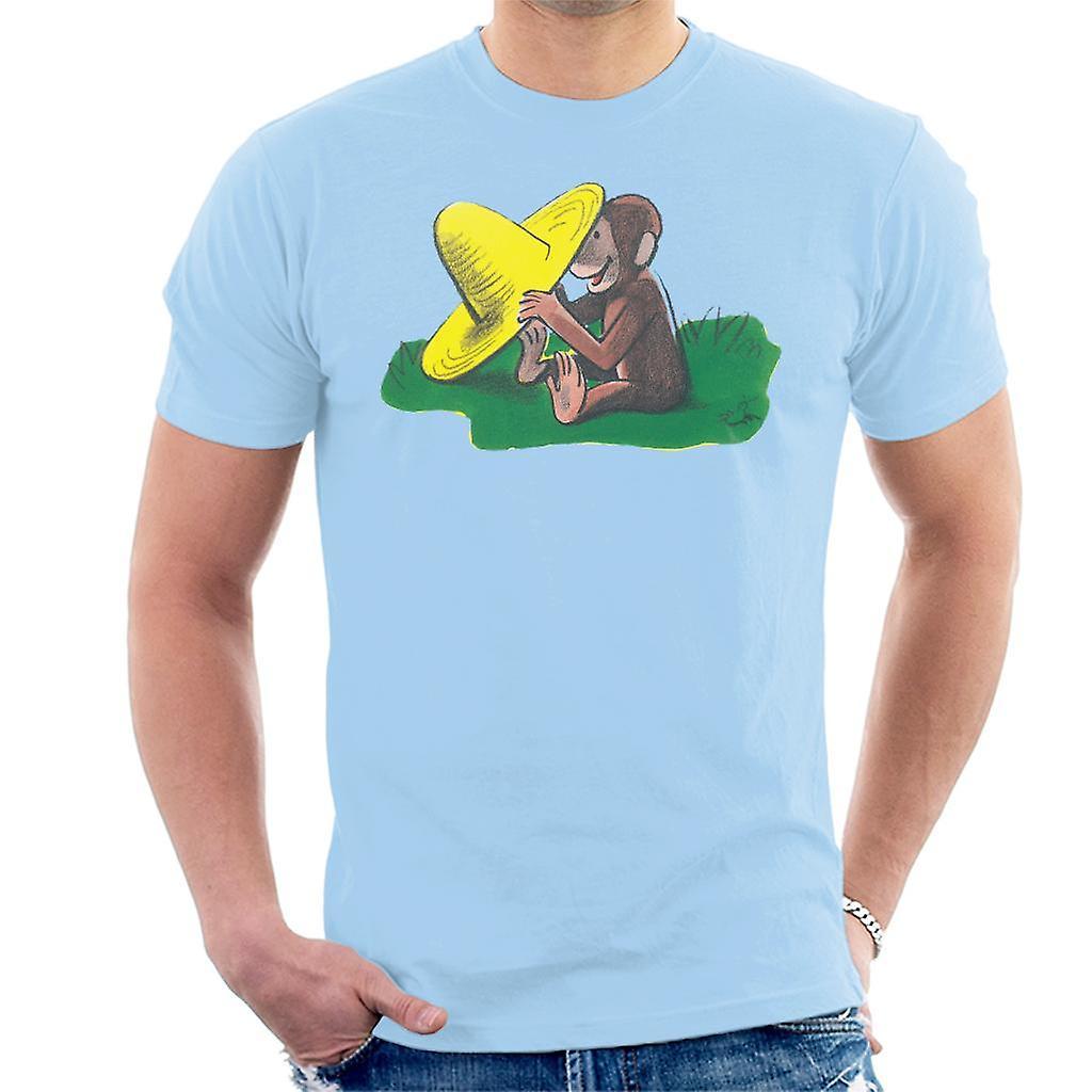 Curious George Yellow Hat Men's T-Shirt Sky Blue XX-Large