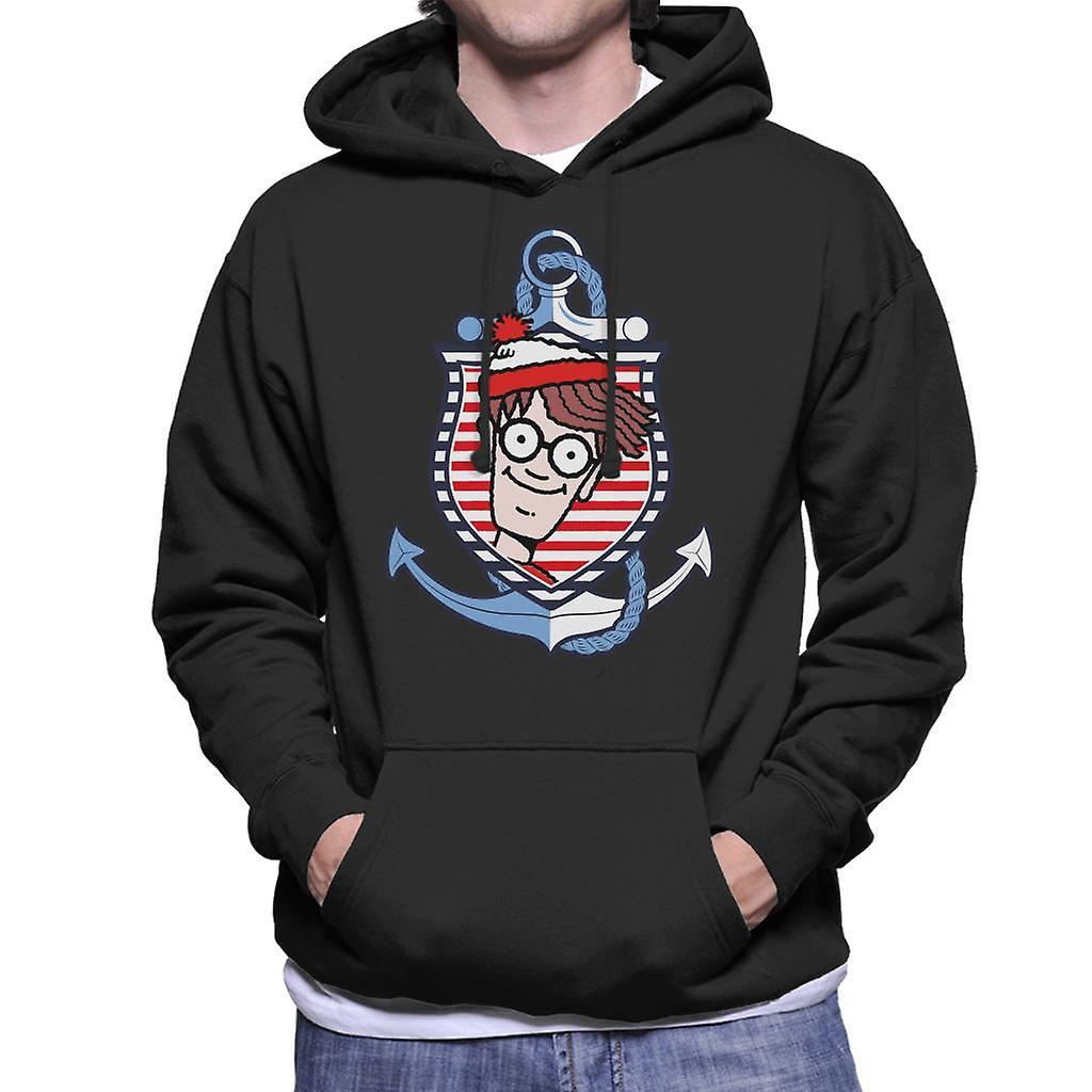 Wheres Wally Where's Wally Anchor Men's Hooded Sweatshirt Black Medium