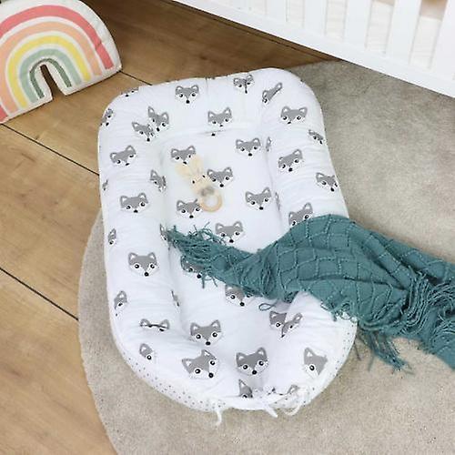 Puckdaddy Babynest Liv 105x60cm with Fox Dot Pattern in White Grey