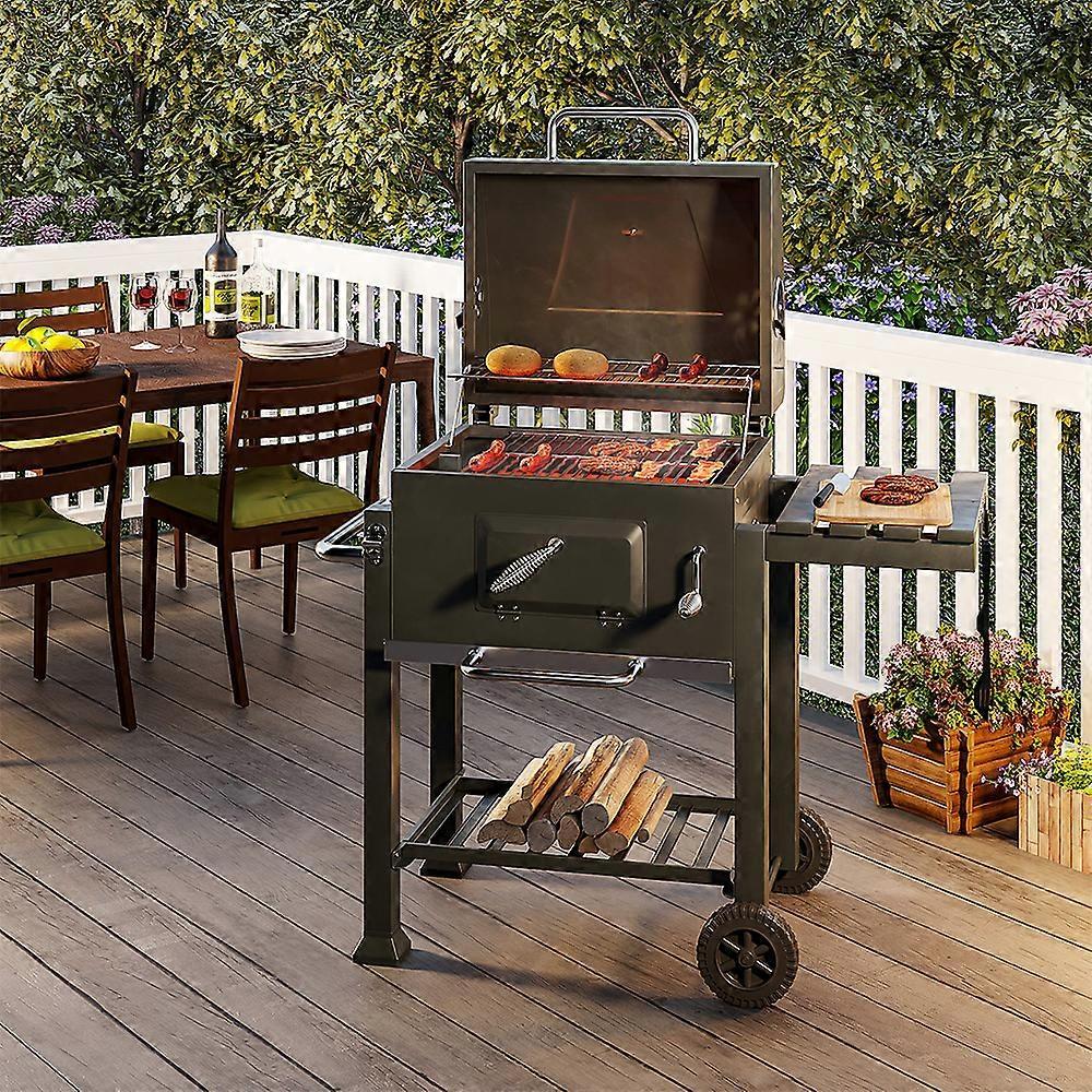 Living And Home Outdoor BBQ Grill with Portable Trolley Garden Grill