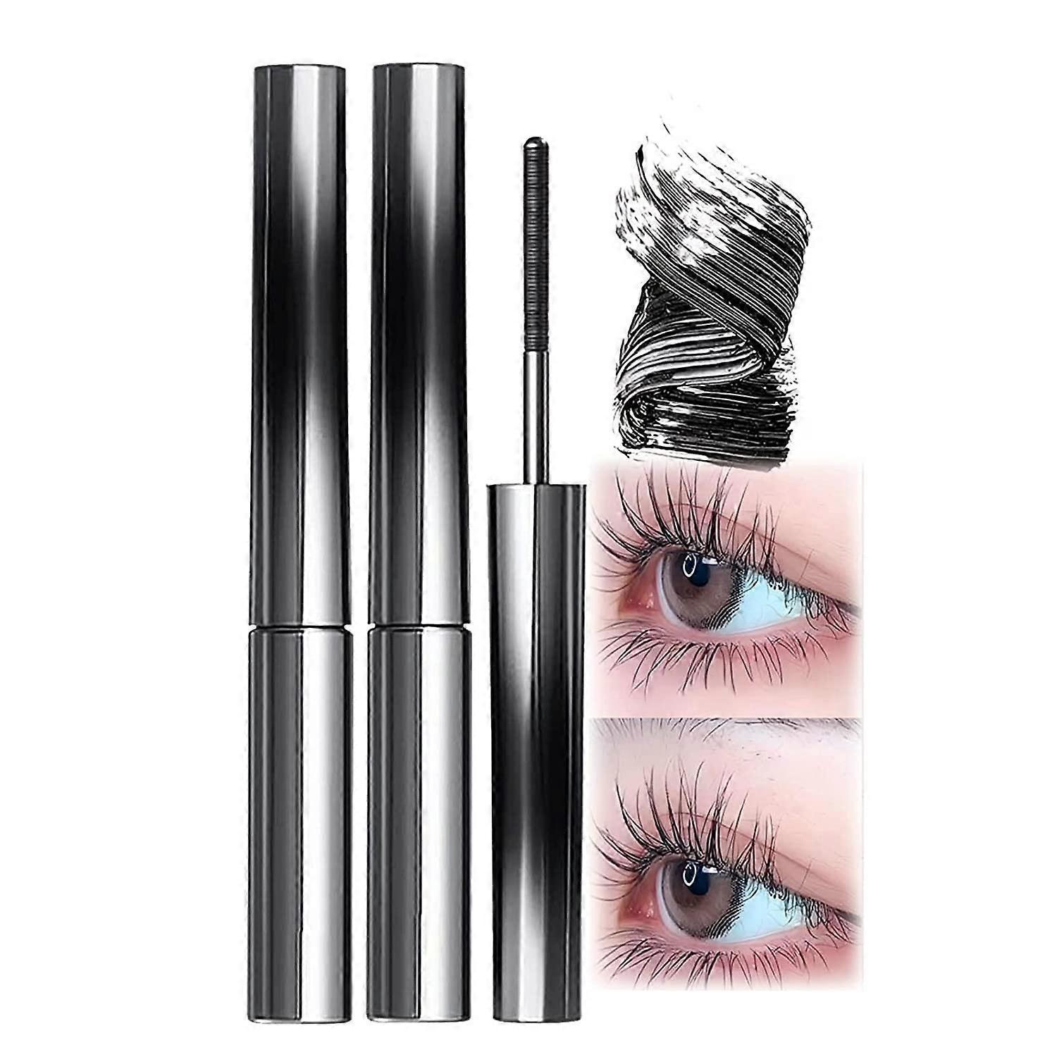 Unbrand Bristleless Metal Mascara, Waterproof Metal Mascara, 3D Mascara Fiber Lashes Black Slender Non-smudged Long Lasting 2pcs