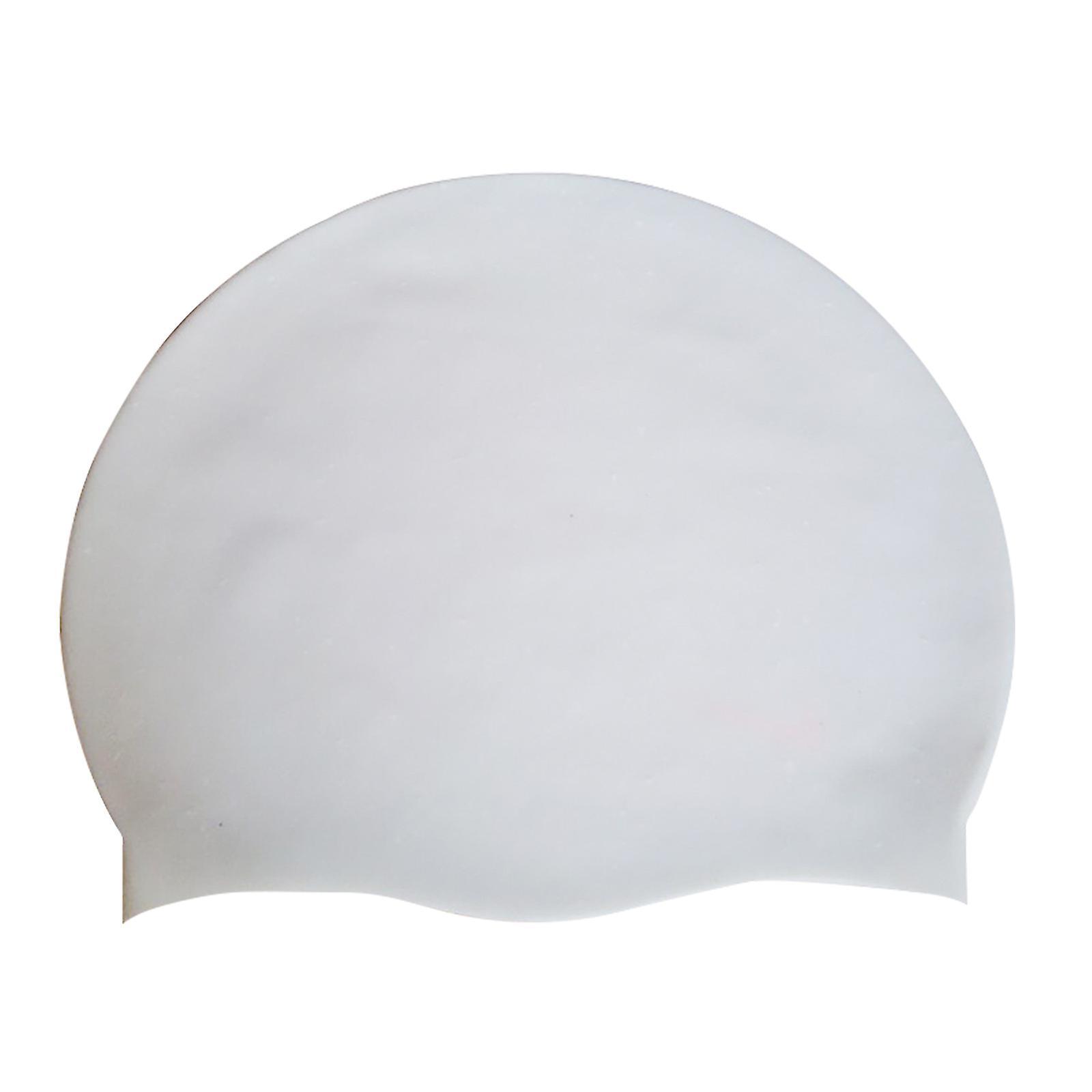 Kankanwo Adult Swimming Cap Swimming Comfortable Elastic Cap Silicone Waterproof Cap White M