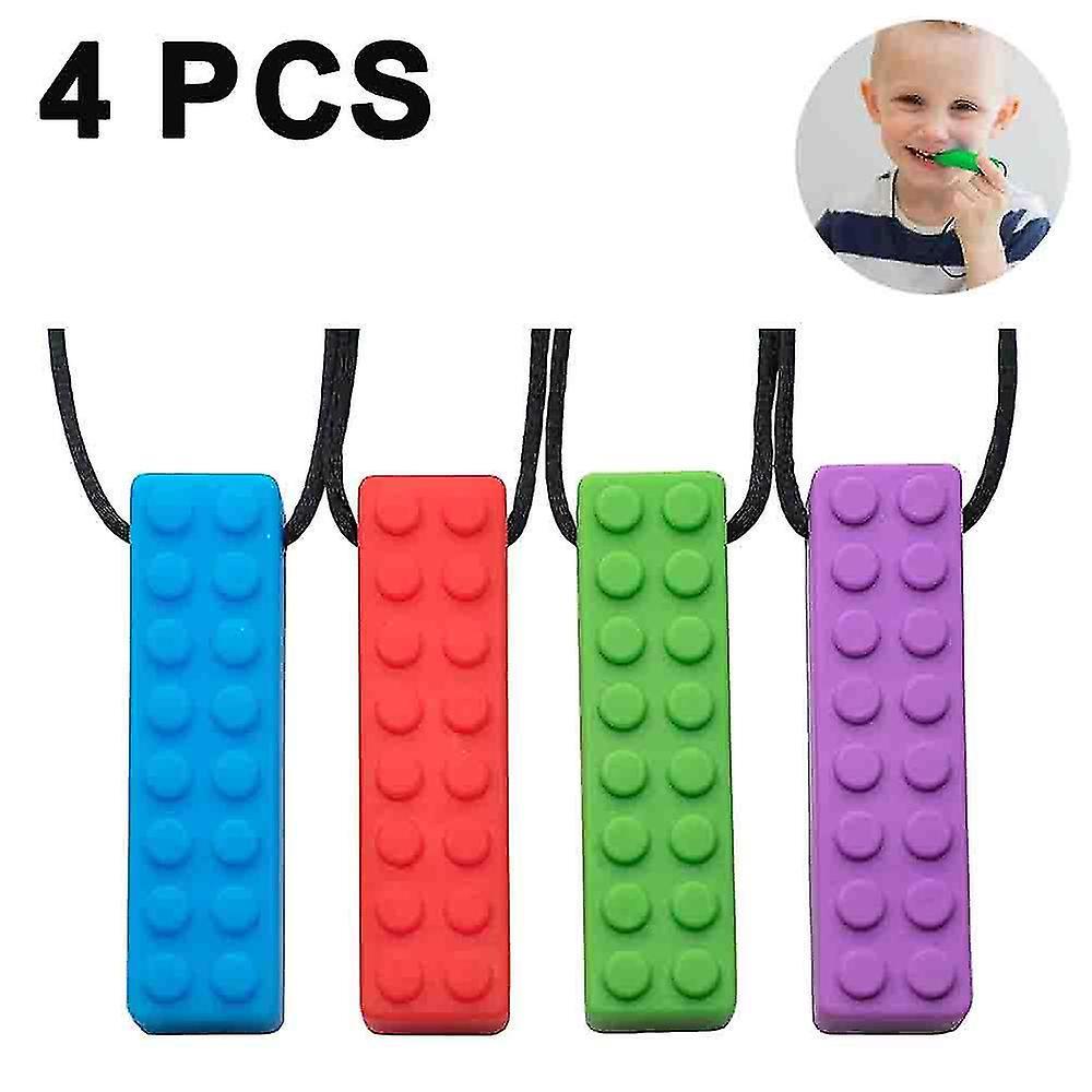 Lertenys 4 Pack Sensory Chew Necklace For Kids Toddlers With Autism ,biting Needs,oral Motor Chewy Stick,teether