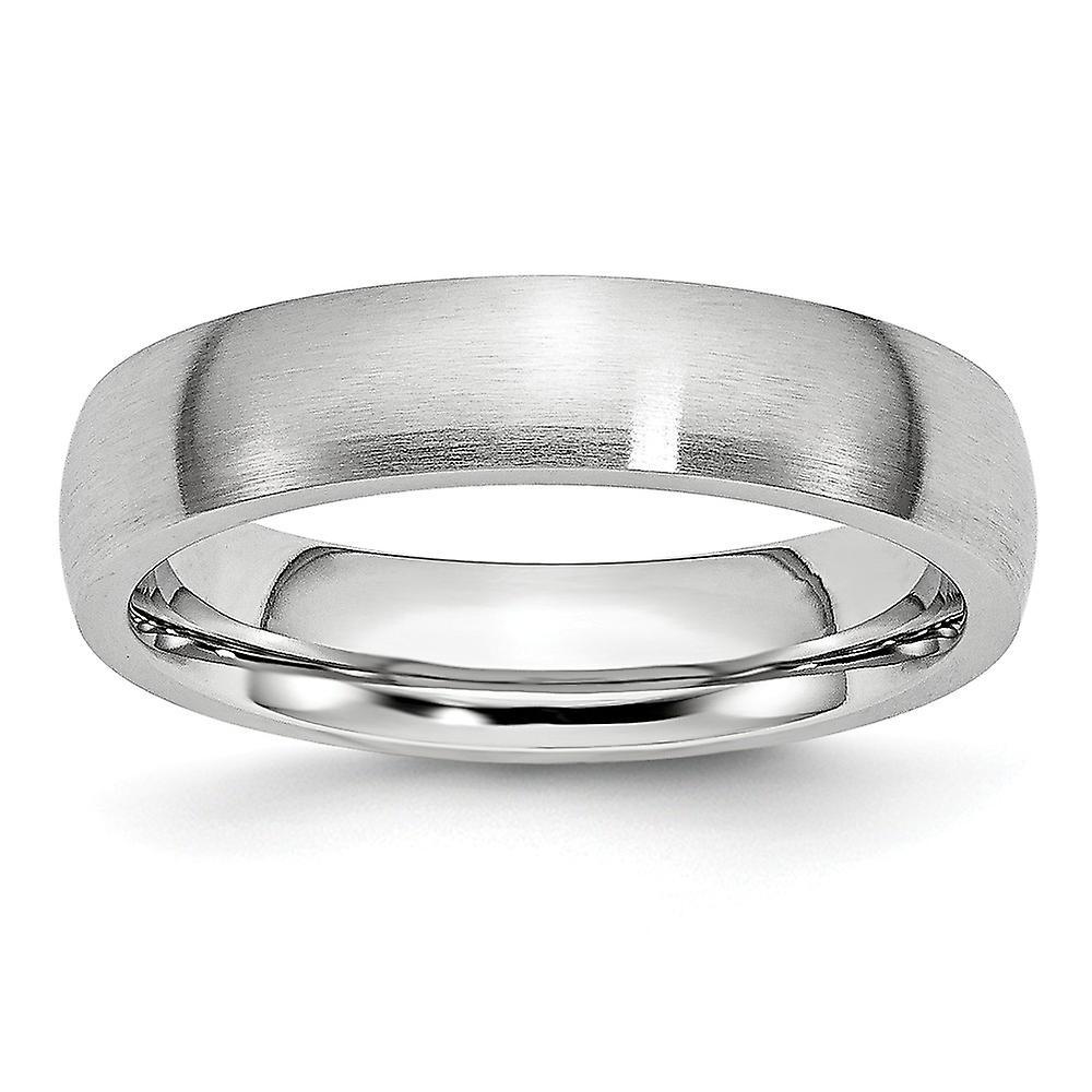 JewelryWeb Cobalt Chromium Half Round Engravable Satin 5mm Band Ring Jewelry for Women - Ring Size: 7 to 13