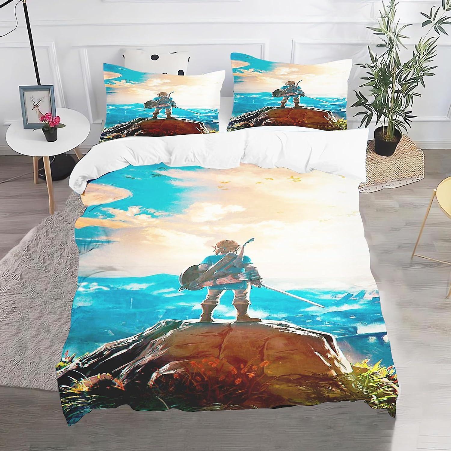 Kerota Zelda Bedding Set, Anime Zelda Bedding Set For Teens, Cartoon Zelda Bedding Set, 3D Print Duvet Cover Single135x200cm