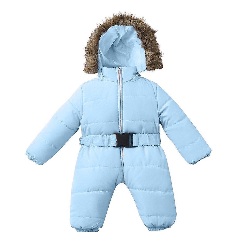 Slowmoose Winter Clothes Infant Baby Snowsuit Romper Jacket Hooded Jumpsuit Warm Thick 12M / Sky Blue