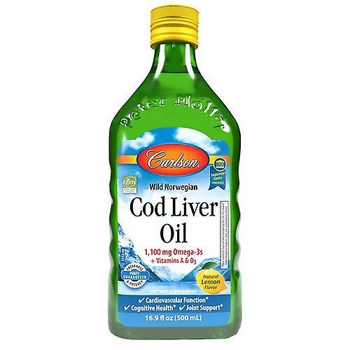 Carlson Wild Norwegian Cod Liver Oil Natural Lemon, 500 Ml (Pack of 1)