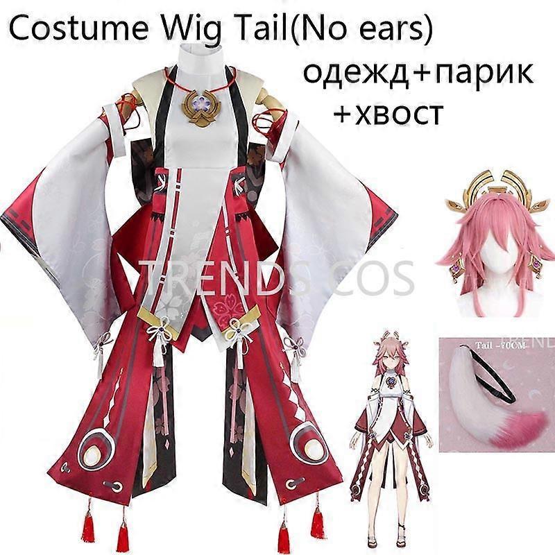 Redkid Genshin Impact Yae Miko Cosplay Costume Guuji Yae Fancy Outfits Guuji Full Set Guuji Yae Dress Wig Headwear Ears Tail Game Suit Costume Wig ...