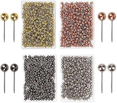 Kensty 1000 Pieces Push Pins Head Map Push Pins Map Push Pin Head Pin Tacks Push Pins for Cork Board, Fabric Marking, 1/8" Round Metal Head