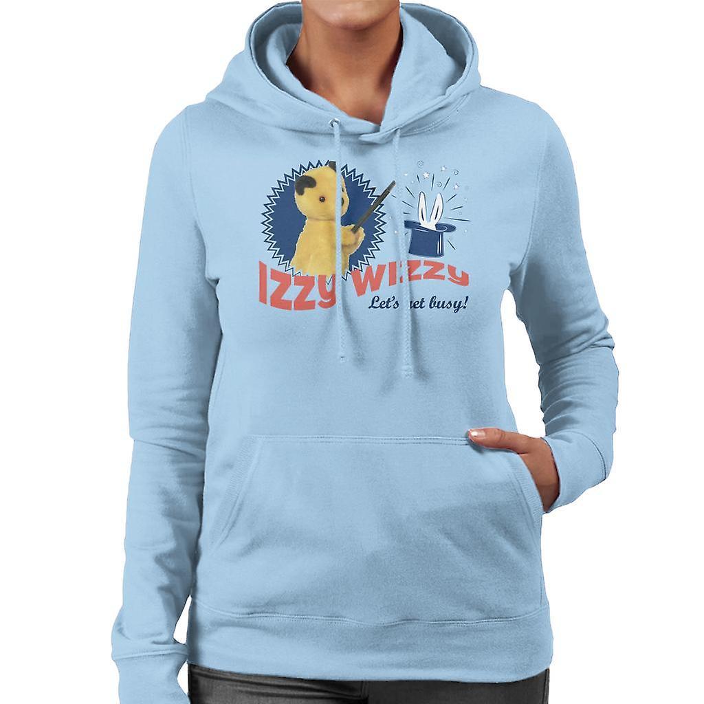 Sooty Retro Izzy Wizzy Let's Get Busy Women's Hooded Sweatshirt Sky Blue Medium