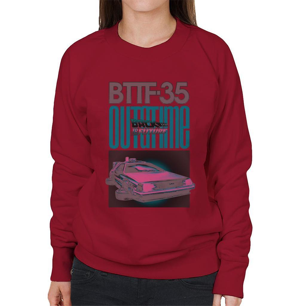 Back to the Future Delorean 35 Outatime Women's Sweatshirt Cherry Red Small