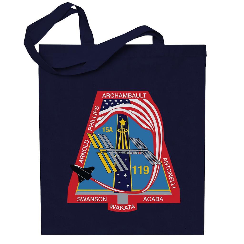 NASA STS 119 Space Shuttle Discovery Mission Patch Totebag Navy Blue 38 x 42 cm