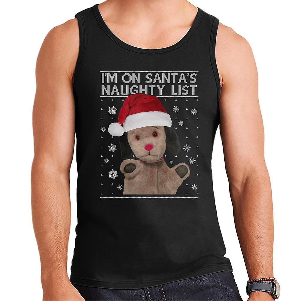 Sooty Christmas Sweep Im On Santas Naughty List Men's Vest Black Large