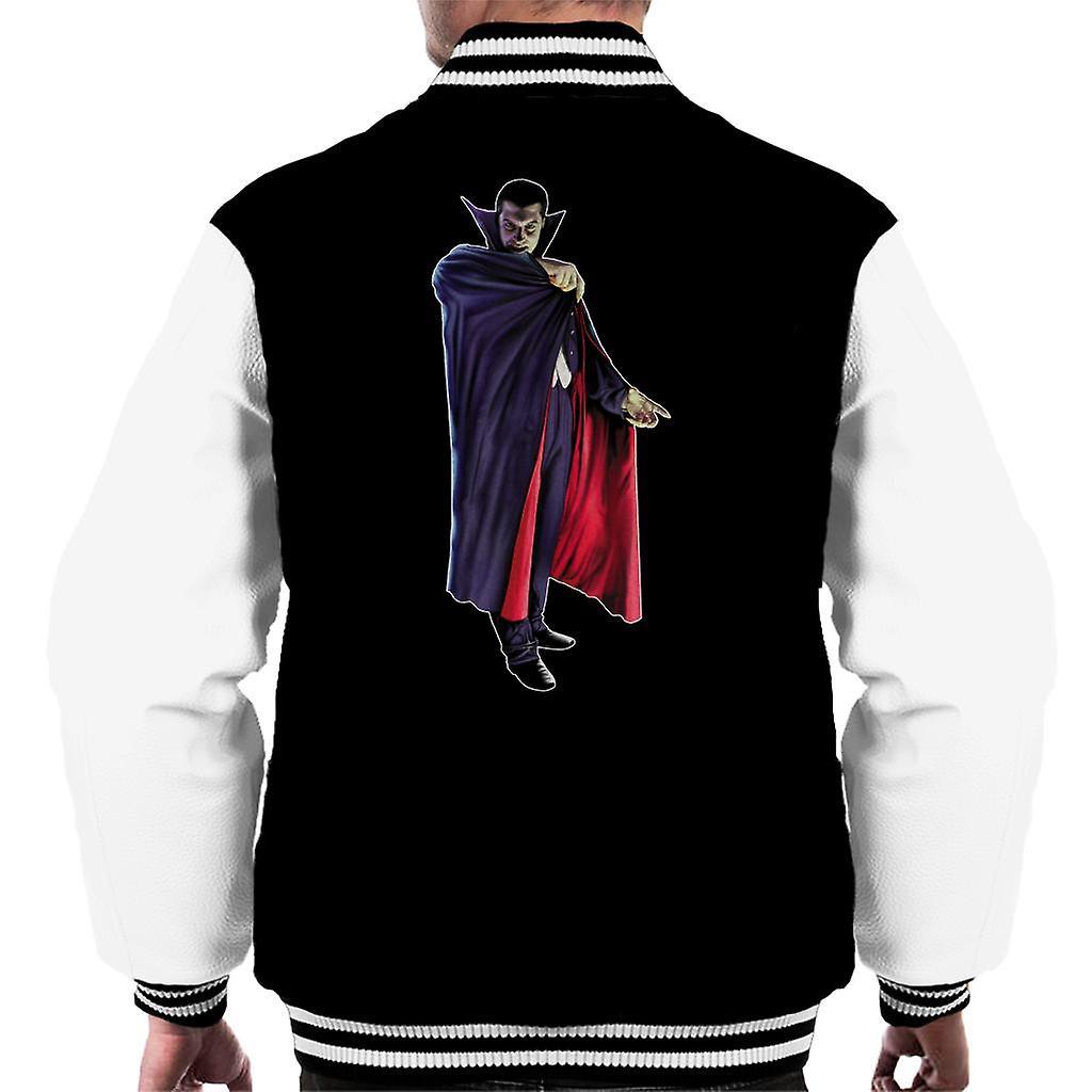 Dracula Cape Pose Men's Varsity Jacket Black/White XX-Large