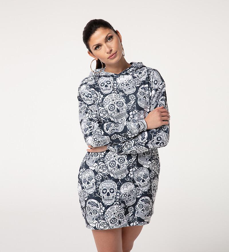 Mr Gugu & Miss Go Mr. Gugu Miss Go SKULL FLOWER OVERSIZE HOODIE DRESS grey S