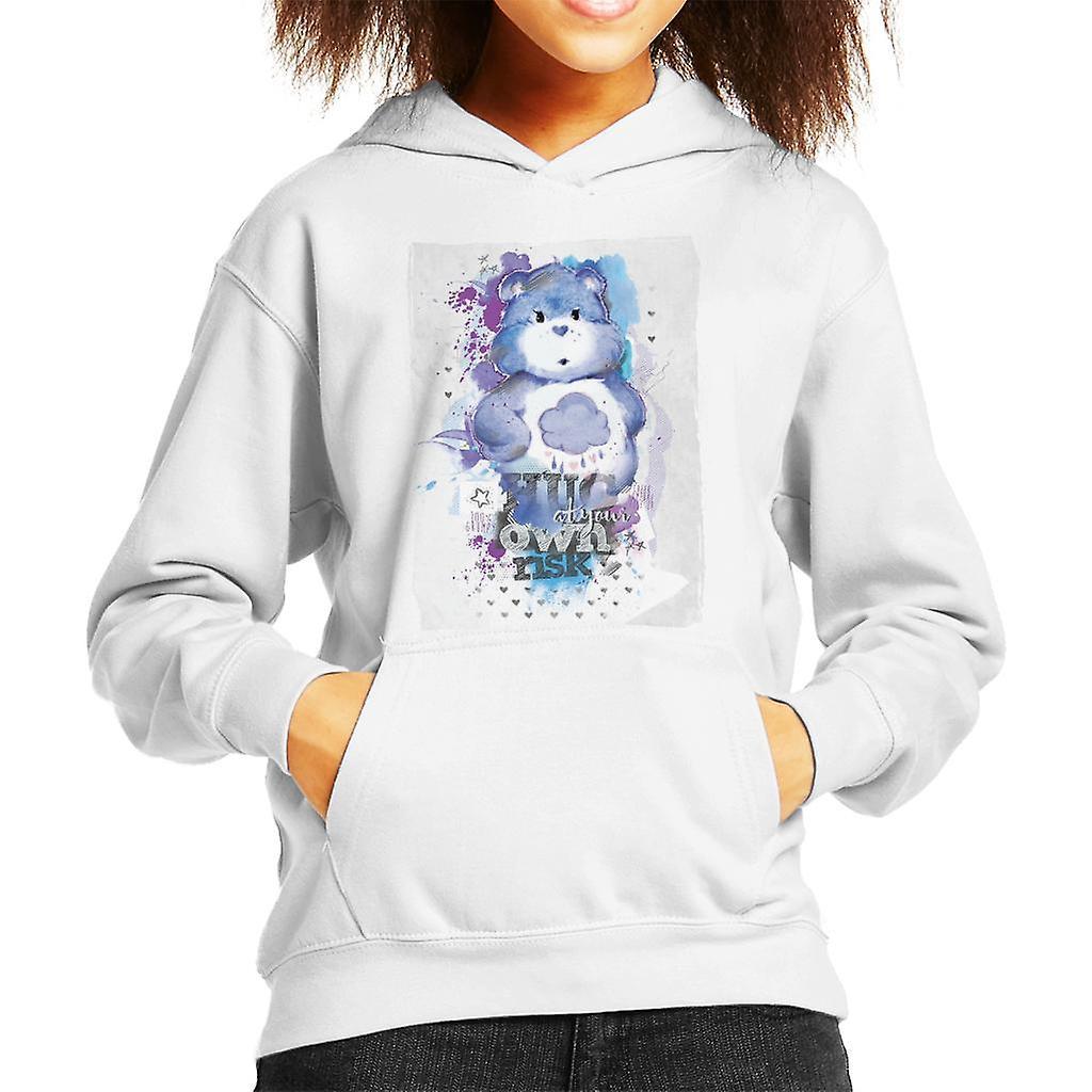 Care Bears Grumpy Bear Hug At Your Own Risk Kid's Hooded Sweatshirt White Small (5-6 yrs)