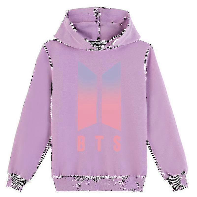 Unbrand Kpop Bts Unisex Hoodie Sweatshirt Pullover, Bts Hoodie Purple 130cm