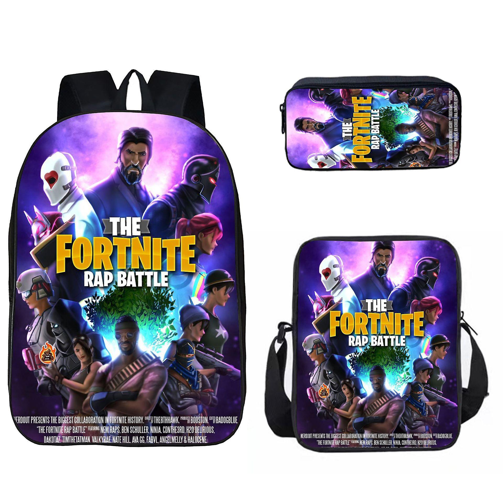 Sszfv Fortnite Student Schoolbag Fortnite Three-piece Backpack Lunch Bag Pencil Case Backpack