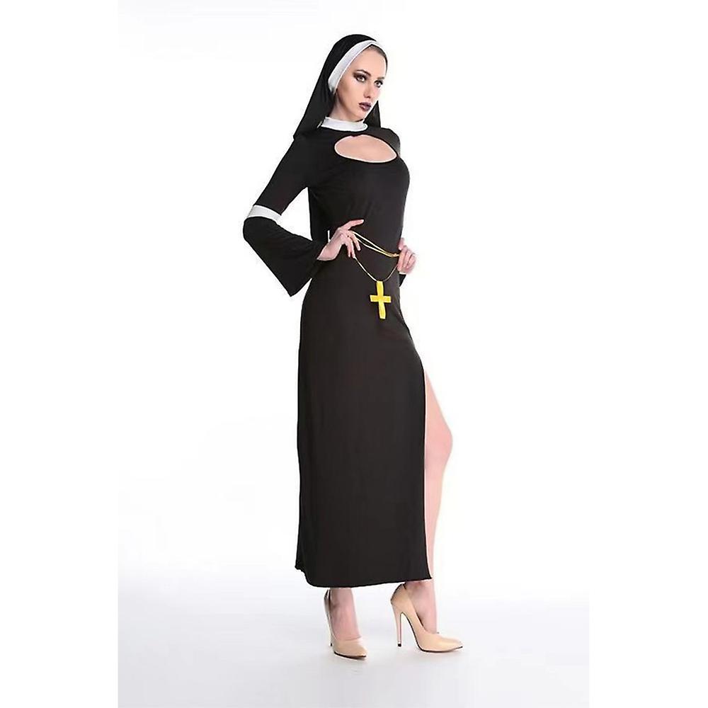 Waytogo Sexy Nun Costume - Naughty Halloween Woman Fancy Nun Dress Costume Outfit For Women M