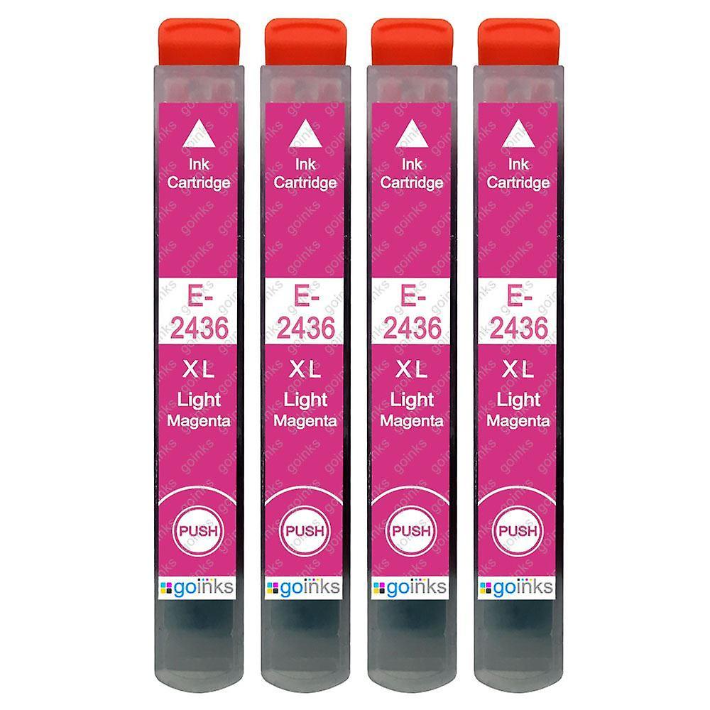 4 Light Magenta Ink Cartridges to replace Epson T2436 (24XL Series) Compatible/non-OEM from Go Inks