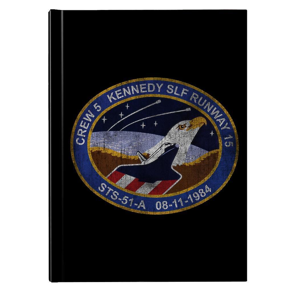 NASA STS 51 A Discovery Mission Badge Distressed Hardback Journal Black 13 x 18.5 cm