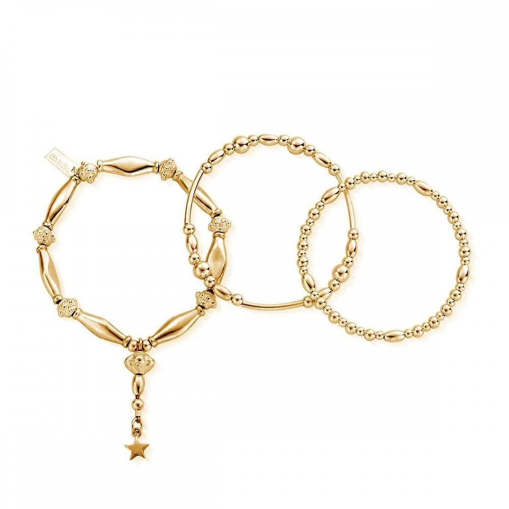 Women's ChloBo Gold Fearless Stack Of 3 Bracelets GBSTA3F