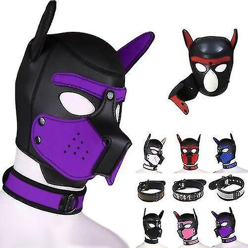 Generic Carnival Puppy Mask Breathable Headgear Cosplay Animal Head Mask -Cb rose Red Dog head mask collar