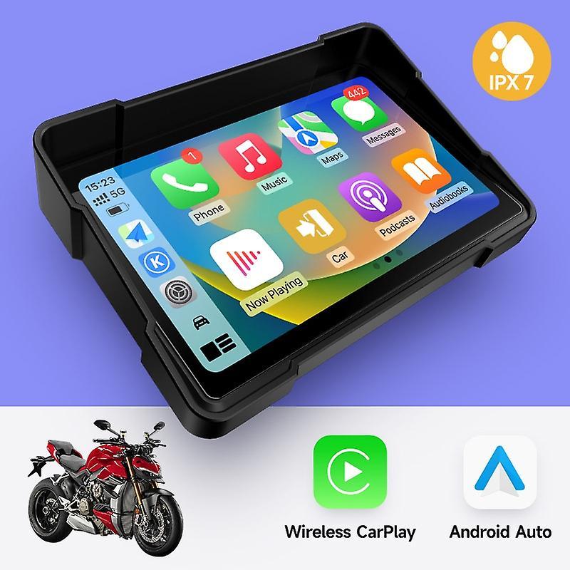 JIULUNET Motorcycle GPS Navigation Carplay Touch Screen Display Recorder IPX7 Waterproof Android Auto Monitor