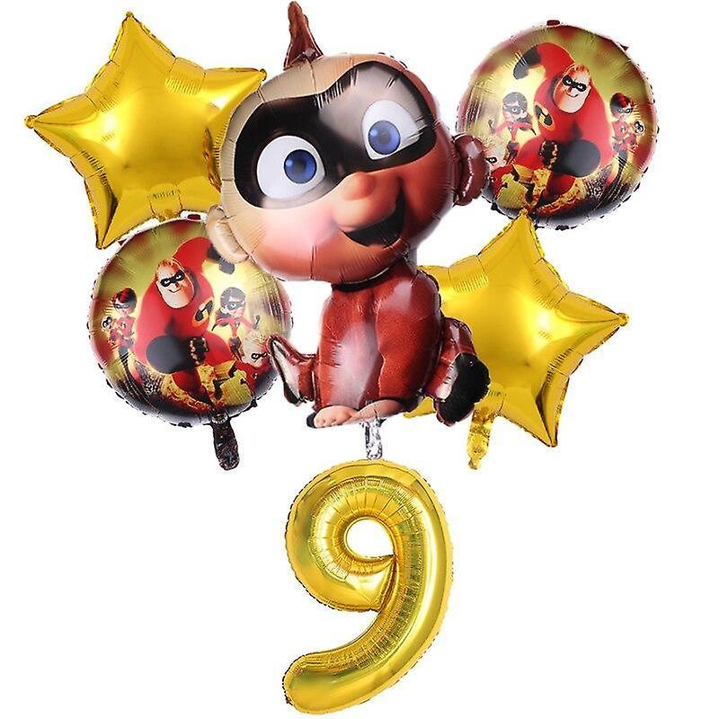 HSEXCEL 6Pcs Incredibles 2 Balloon 32inch Number Superman Party Inflatable Helium Balloons Birthday Party Decoration Kids Ballon Globos A 9