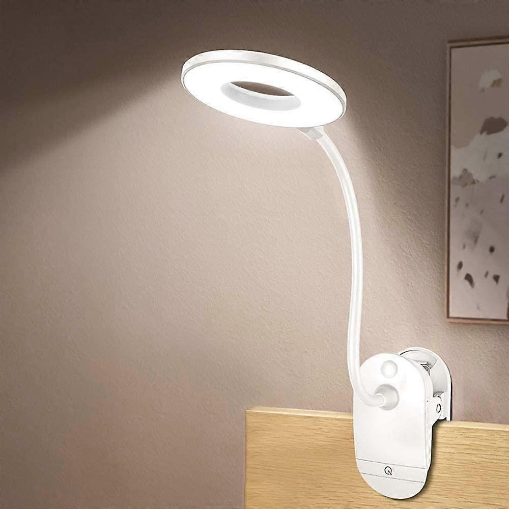 Tinor Clip-on Reading Light, Battery Powered, Clip-on Bed Light with 3 Brightness Levels, USB Rechargeable, Reading Lamp