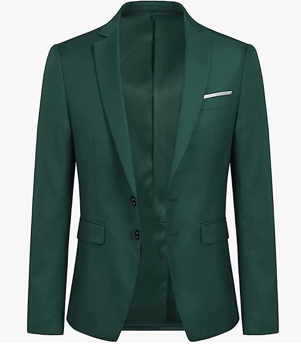 Allthemen Men's Business Blazer Solid Slim Fit Jacket Green M