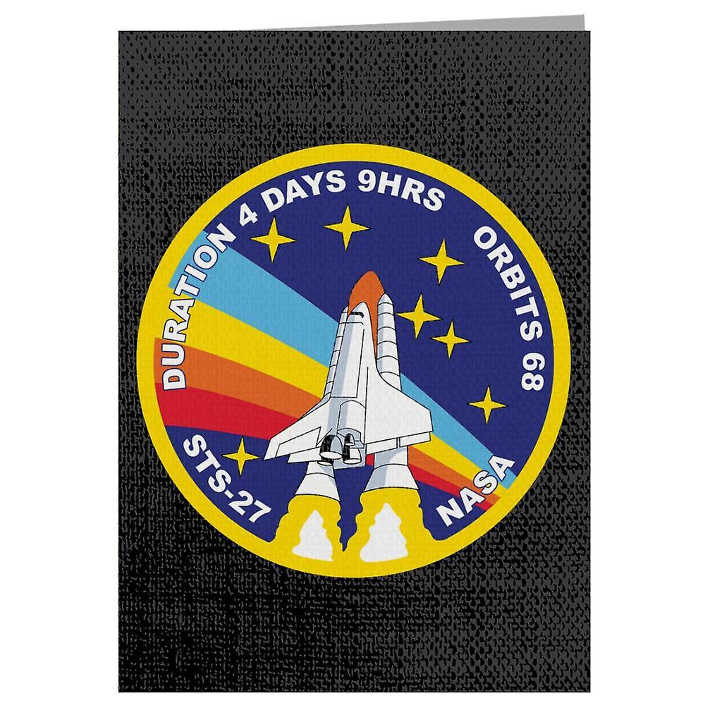 NASA STS 27 Atlantis Mission Badge Greeting Card Black 14.5 x 21cm