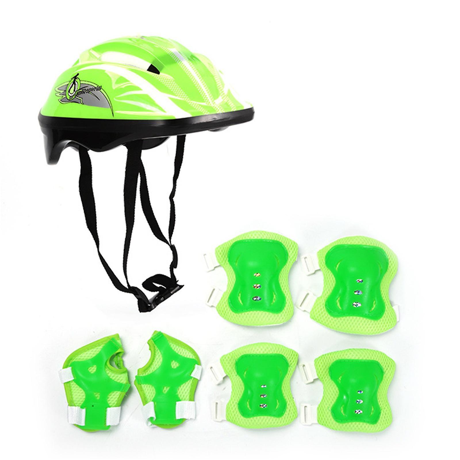 Kakanwo Children'S Skating Protective Gear Helmet Knee Green Free Size