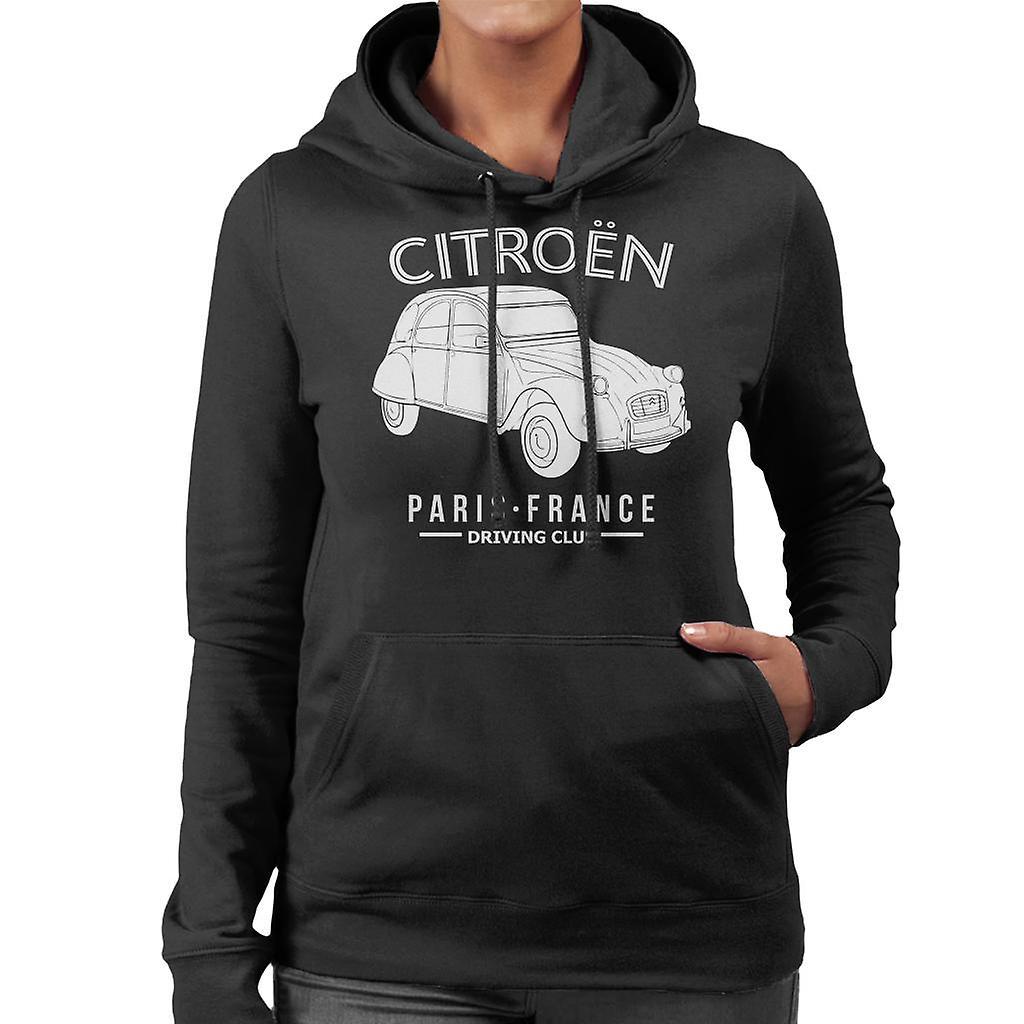 Citro�n Citroen Driving Club White 2CV Paris France Women's Hooded Sweatshirt Black X-Large