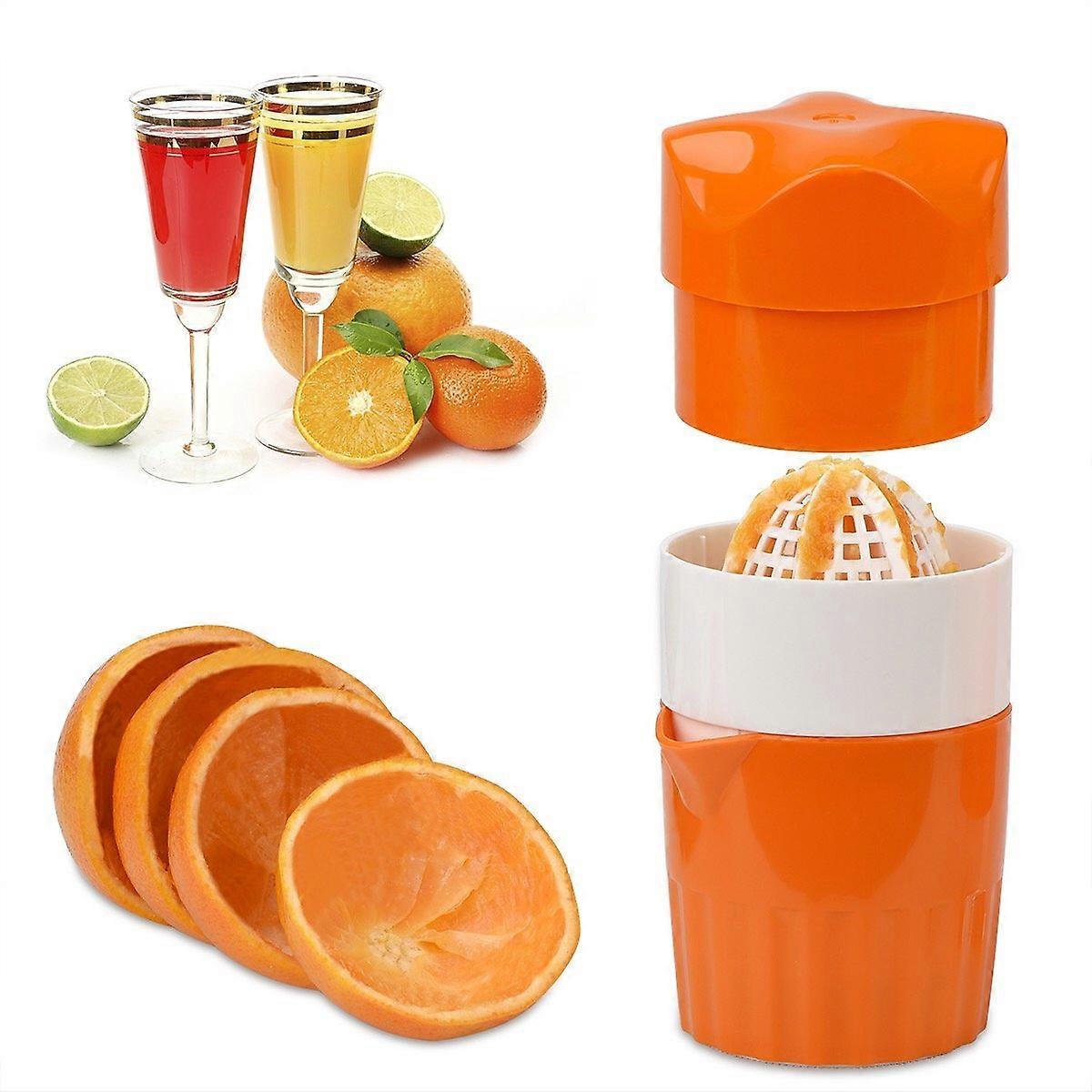 Wonderful Citrus Juicer Lemon Squeezer, Manual Hand Juicer With Strainer And Container, For Lemon,Orange,Lime,Citrus(Orange Color)