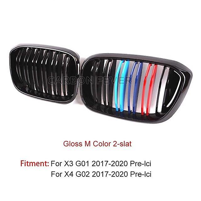 Auto Parts Front Kidney Grill For Bmw X3 G01 G08 X4 G02 2018-2021pre-lci  Abs Gloss Black M-tri Color Racing Grills Replacement Car Styling 2 slat ...