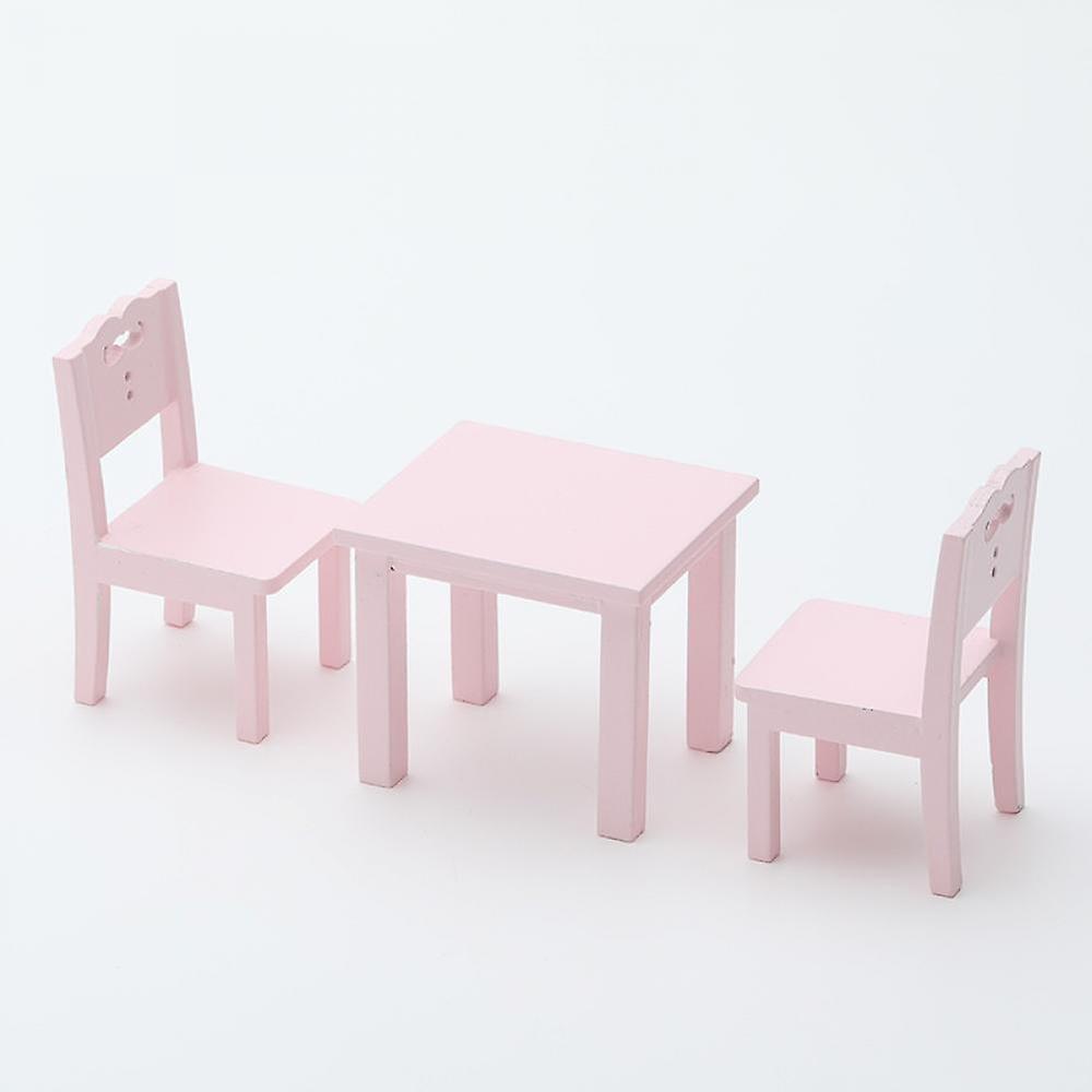 Newway 3 Pcs Kids Table Chair Simulation Furniture Mini Chair Toy Children Desk Chair Set Furniture Model Chair Model Toy A Pink