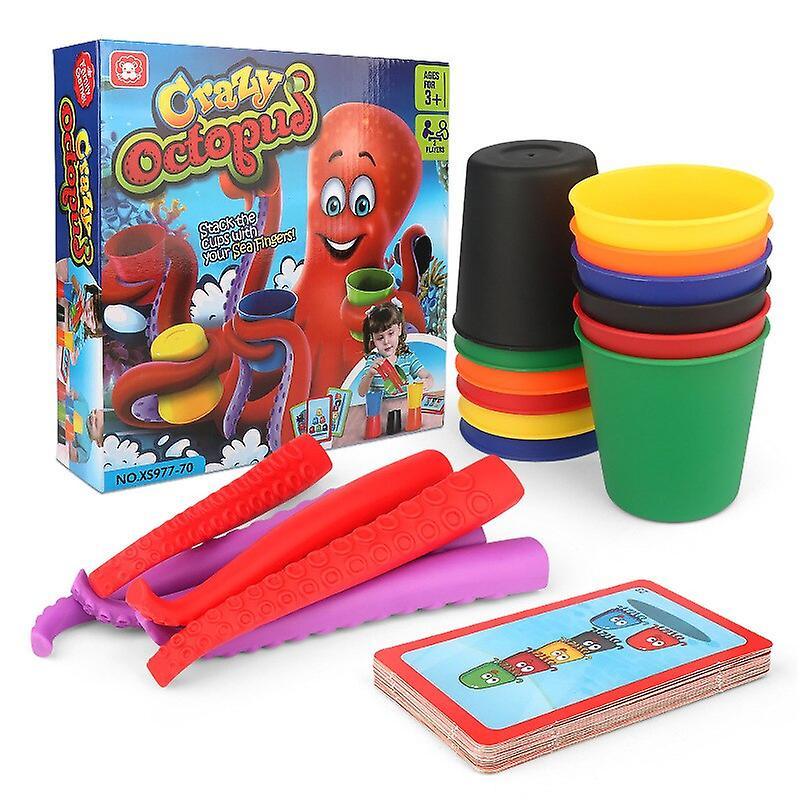 Party Games New Family Party Board Game Crazy Octopus Racing Stacking Cups Board Game Multiplayer Interactive Learning And Educational Kids with box